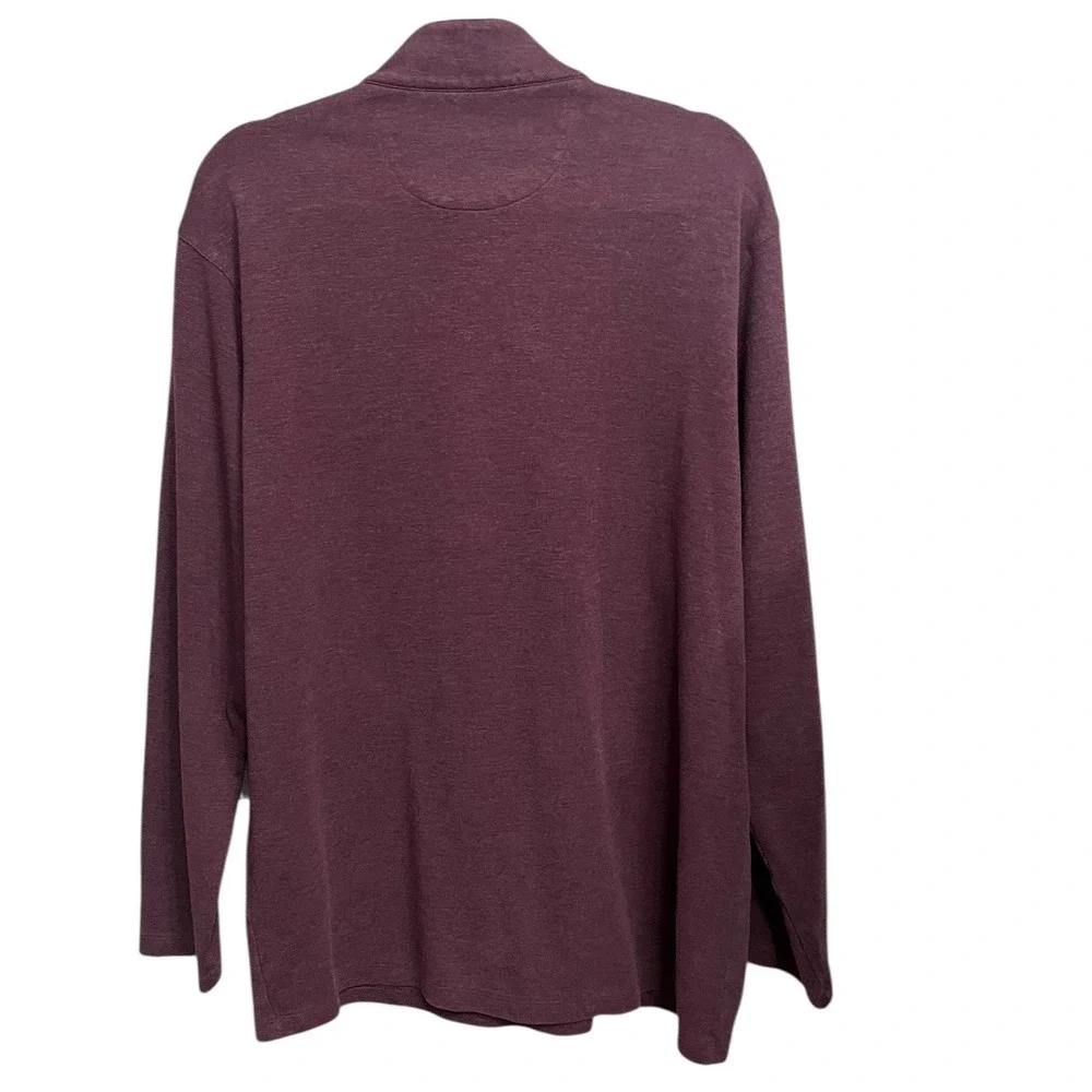 Mizzen+Main Performance Menswear Wine‎ Heather Quarter Zip Long Sleeve Shirt XXL